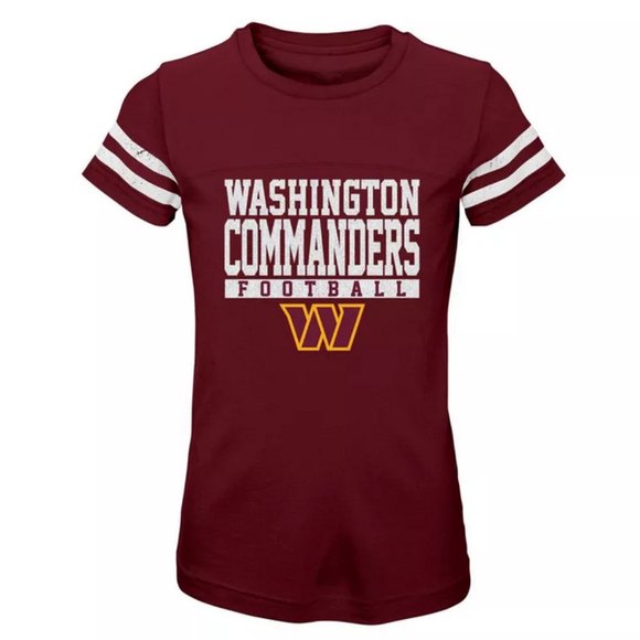 NFL Washington Commanders Girls' Short Sleeve Stripe Fashion T-Shirt S 6/6X - Picture 1 of 2